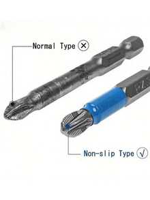 6件套磁性螺丝刀头 - 防滑 PH1 PZ1 PH2 PZ2 PH3 PZ3，50mm长，带齿 - 1/4英寸六角柄单头，适用于电动螺丝刀钻