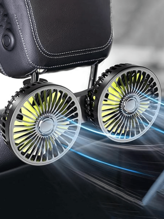 1 pieza Ventilador de coche, Ventilador de coche de doble cabezal USB, Ajustable a 3 velocidades y 360° giratorio, Ventilador de asiento trasero para enfriar el coche, Ventilador de doble cabezal para el asiento trasero, que proporciona una brisa fresca, circulación de aire y frescura, fácil instalación, diseño compacto, adecuado para coches, SUV, camiones, autocaravanas, sedanes, también es un gran regalo para familiares y amigos