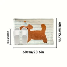 1 Pc Cartoon Dog Striped Bath Mat, Non-Slip Absorbent Flannel Rug, Machine Washable Polyester Blend, Rectangular Bathroom Floor Mat, Bedroom Bedside Rug, Living Room Area Rug, Home Decoration Rug Carpet Rugs Door Mat Room Decor Carpet For Living Room Kitchen Rug Bedroom Decor Blankets And Throws Rugs For Bed Room Bathroom Decor Room Decoration Stuff Living Room Decor Office Decor House Decor Home Decor Living Room Bathroom Rug Room Decor Aesthetic