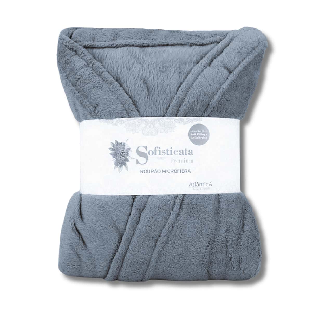 Unisex Microfiber Plush Bathrobe Soft Touch - Platinum - View 1