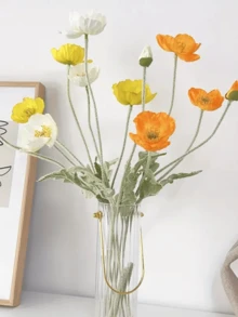 1/6/30Pcs Bright Artificial Poppy - Suitable For Spring Colorful Home Decorations, Tabletop Displays, Wedding Bridal Bouquets, Wreaths, Table Decorations And Flower Arrangements, Party Decorations, Birthday Surprises, Anniversary Gifts, Living Room Decorations,Gift