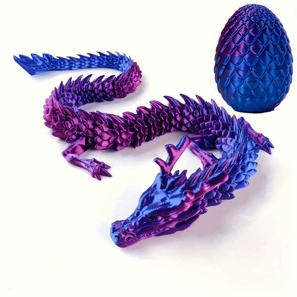 2 Pieces 3D Printed Chinese Dragon Egg With Movable Joints - 11.8-Inch Dragon Flexible Statue, Color Series Home Office Decoration