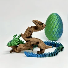3D Printed Chinese Dragon Egg With Movable Joints - 11.8-Inch Dragon Flexible Statue, Color Series Home Office Decoration