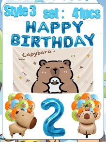 Set decorativo per feste di compleanno, palloncino opaco marrone a forma di capibara, decorazioni per palloncini per il compleanno