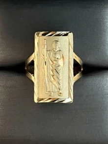 1 pieza Anillo cuadrado delicado con grabado de la Virgen María, regalo de joyería de uso diario para mujeres - anillo - Ver 2