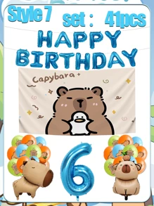 Set decorativo per feste di compleanno, palloncino opaco marrone a forma di capibara, decorazioni per palloncini per il compleanno