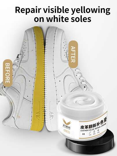 Crema para reparación de zapatos y zapatillas blancas - Elimina el amarilleamiento oxidado de los bordes de los zapatos blancos - No pierde el color con el agua - 30 g.