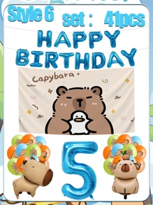 Set decorativo per feste di compleanno, palloncino opaco marrone a forma di capibara, decorazioni per palloncini per il compleanno