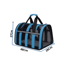 Bolsa Mala De Transporte Tiracolo Pet Tamanho GRANDE Até 8kg Cães e Gatos Cabine Avião - Azul - Visão 2