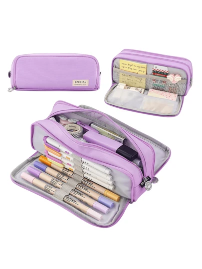 Estojo De Lápis De Tecido De Grande Capacidade Camada /Double Sided Pen Bag Pencil Case/Escolar/Escritório/Faculdade