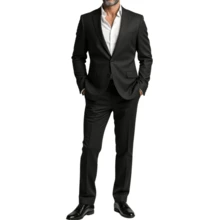 Slim Fit Suit With High Quality Finishing – Luxury Executive Style - 黑色 - 查看 5