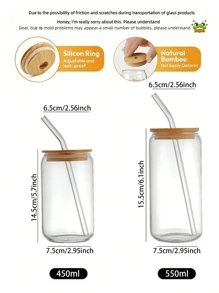 1 High Borosilicate Glass Water Cup With Straw And Wooden Lid-Tumbler For Iced Coffee, Juice, Beer And Tea. High Borosilicate Glass Household Cup With Lid And Straw, Creative Cola Cup And Juice Milk Cup