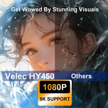 VELEC Proiettore intelligente a tiro ultra corto VELEC HY450, supporto 1080P 4K 8K, con WiFi6 e BT 5.4, proiettore con offset automatico, videoproiettore con correzione automatica per home theater/uso all'aperto