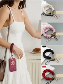 1 Set New Fashion Wristlet Phone Lanyard With Metal Card Slot, Suitable For Elegant Ladies Phone Charm Pendant, Convenient Phone Strap Chain With Metal Ring Clasp Gifts For Mother, Family, Friends, Birthday, Holiday Phone Chain