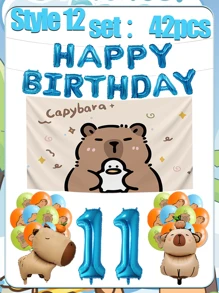 Set decorativo per feste di compleanno, palloncino opaco marrone a forma di capibara, decorazioni per palloncini per il compleanno