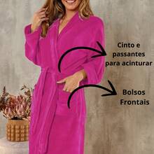 Unisex Microfiber Plush Bathrobe Soft Touch - Cherry - View 3