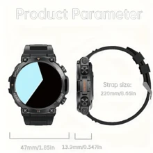 SENBONO 男士智能手表，带无线接听/拨打电话，400mAh 军用智能手表睡眠监测计步器，1.39 英寸高清户外智能手表 - 男士的理想礼物 - 黑色 - 查看 6