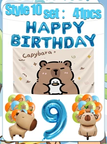 Set decorativo per feste di compleanno, palloncino opaco marrone a forma di capibara, decorazioni per palloncini per il compleanno