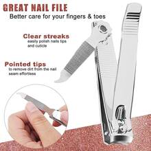 2pcs/1pc Classic Stainless Steel Nail Clipper Set, Nail & Toe Nail Clippers With Sharp Blades For Easy Trimming, 360° Rotatable Portable Manicure Tool With Stainless Steel File, Grooming Accessory For Nail Salon And Home Use - Silver - View 4