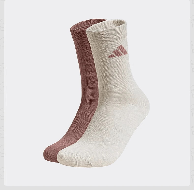 Adidas 2 双男女款全新 LT CREW 休闲百搭运动中筒袜 JX5055 - 棕色 - 查看 1