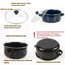 3件/5件升级加厚黑白大理石锅具套装，优质大容量星点珐琅锅，优质经典圆点珐琅锅，多功能炖锅、汤锅、煮锅，多种容量，轻质材质，家用厨房用品，兼容燃气、电、电磁炉，易清洗不粘 - 經典麻點系列 - 查看 6