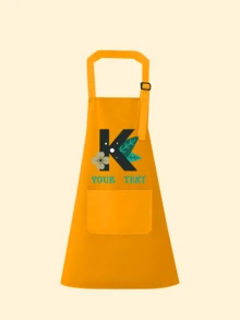 Personalized Aprons For Boys And Girls, Personalized Aprons For Girl, Kitchen Aprons, Customized Cooking Aprons With Pockets, Customized Aprons For Toddlers With Letters And Names, A Commemorative Gift For Babies' Growth. Back To School - W072 Orange Apron - View 6