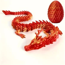 3D Printed Chinese Dragon Egg With Movable Joints - 11.8-Inch Dragon Flexible Statue, Color Series Home Office Decoration