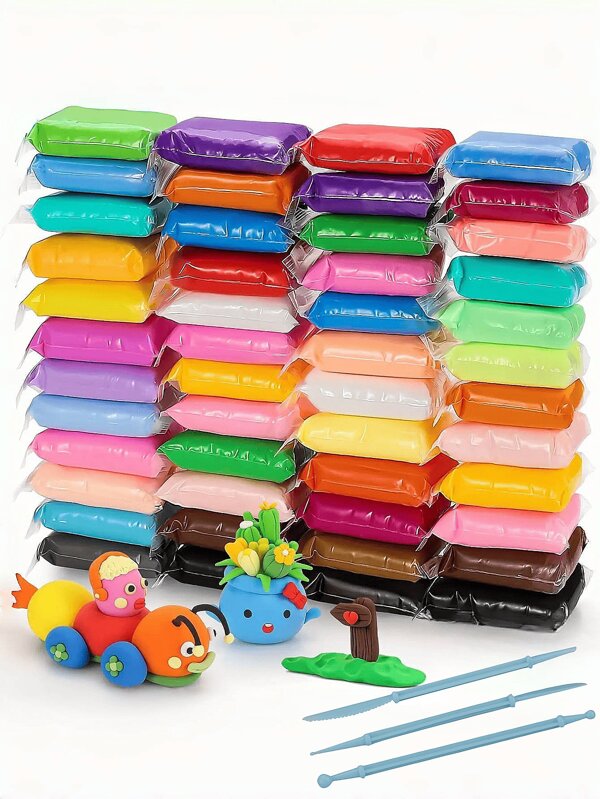 Set di argilla modellabile da asciugare all'aria, 36/24/12 colori, non appiccicosa, set di strumenti fai-da-te per scultura, argilla creativa ultraleggera e colorata, giocattolo da regalo adatto per compleanni, Ognissanti, Natale e Festa della Mamma
