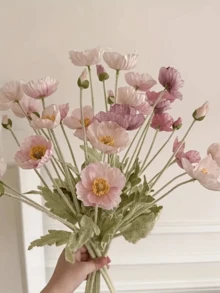 1/6/30Pcs Bright Artificial Poppy - Suitable For Spring Colorful Home Decorations, Tabletop Displays, Wedding Bridal Bouquets, Wreaths, Table Decorations And Flower Arrangements, Party Decorations, Birthday Surprises, Anniversary Gifts, Living Room Decorations,Gift