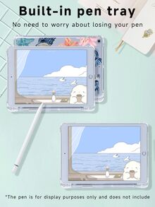Ayotu 夏季手机壳海洋生物保护壳适用于 iPad 7/8/9 10.2 英寸，内置铅笔槽，适用于三星 Galaxy Tab A8 10.5 英寸 2022、S6 Lite 10.4 英寸，轻质软壳，TPU 防刮背面，凸起边缘提供防震保护 - 彩色 - 查看 5