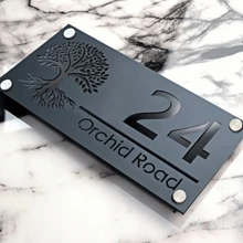 1 pièce Plaque de porte acrylique 3D personnalisable avec motif Arbre de vie - Plaque murale personnalisée avec numéro de maison et nom, chiffres flottants pour la décoration de la maison et du bureau, installation facile, sans électricité requise. Panneau de porte personnalisé | Plaque murale décorative | Plaque facile à installer, Décoration suspendue de porte, Multifonctionnel, Durable, Ornemental, Réutilisable, Raffiné, Stylé, Haute qualité, Coloré, Moderne, Personnalisé, Unique