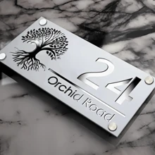 1 pièce Plaque de porte acrylique 3D personnalisable avec motif Arbre de vie - Plaque murale personnalisée avec numéro de maison et nom, chiffres flottants pour la décoration de la maison et du bureau, installation facile, sans électricité requise. Panneau de porte personnalisé | Plaque murale décorative | Plaque facile à installer, Décoration suspendue de porte, Multifonctionnel, Durable, Ornemental, Réutilisable, Raffiné, Stylé, Haute qualité, Coloré, Moderne, Personnalisé, Unique