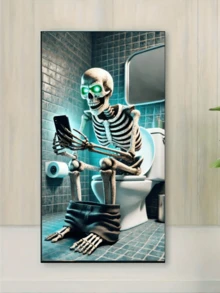 1 Set de 2 Pinturas de Diamantes de 20 x 20 pulgadas sin marco, Pintura de Diamantes 5D Redonda de Resina Acrílica, Tema de Calavera y Casa Embrujada de Halloween, Adecuado para Uso en Interiores y Exteriores como Photobooth, Decoración Mural, Ideal para Boda, Despedida de Soltera, Cumpleaños, Inauguración de Casa, Fiesta de Soltero, Navidad, Pascua, Acción de Gracias, Año Nuevo