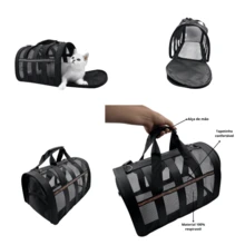 Bolsa Mala De Transporte Tiracolo Pet Tamanho GRANDE Até 8kg Cães e Gatos Cabine Avião - Azul - Visão 6