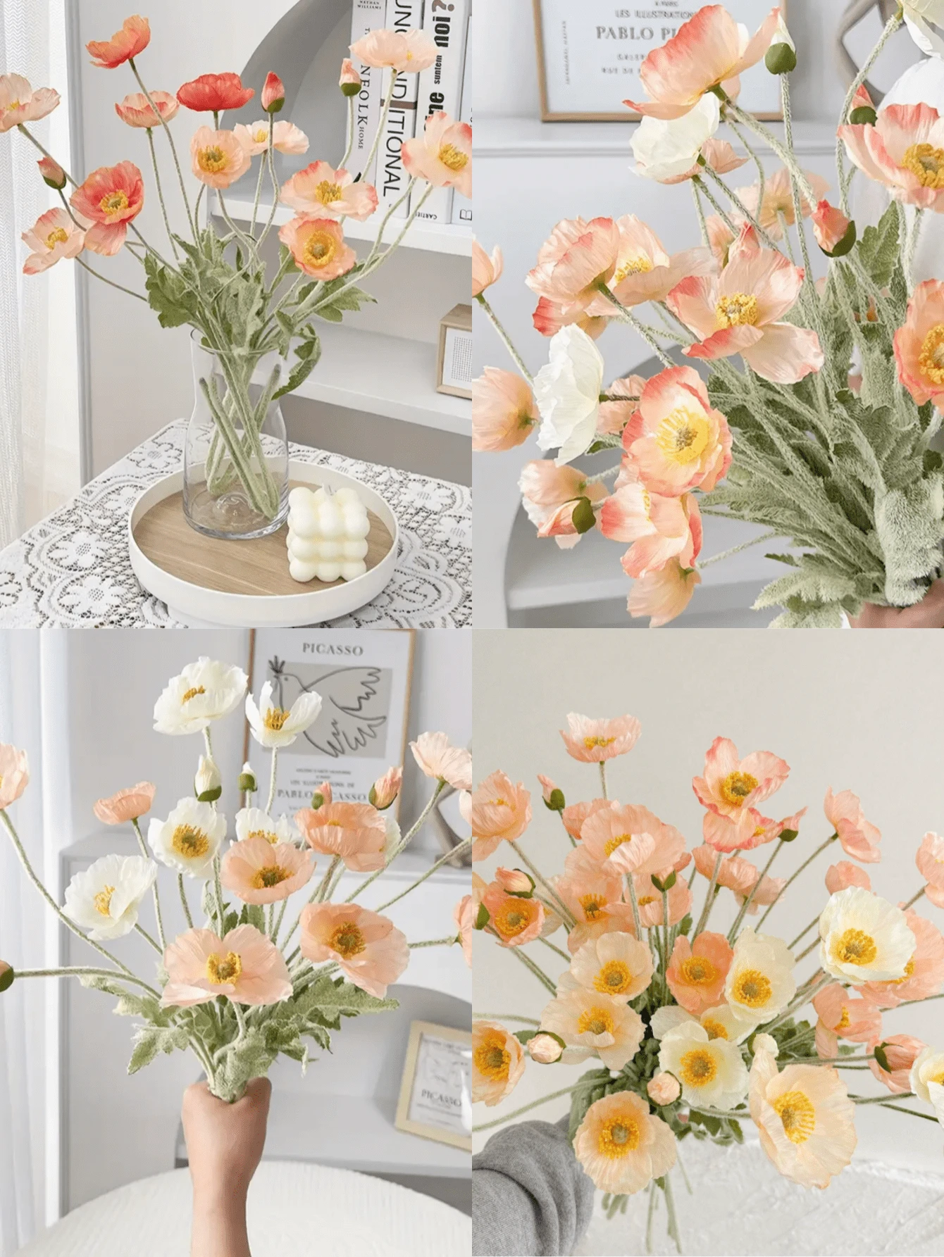 1/6/30Pcs Bright Artificial Poppy - Suitable For Spring Colorful Home Decorations, Tabletop Displays, Wedding Bridal Bouquets, Wreaths, Table Decorations And Flower Arrangements, Party Decorations, Birthday Surprises, Anniversary Gifts, Living Room Decorations,Gift