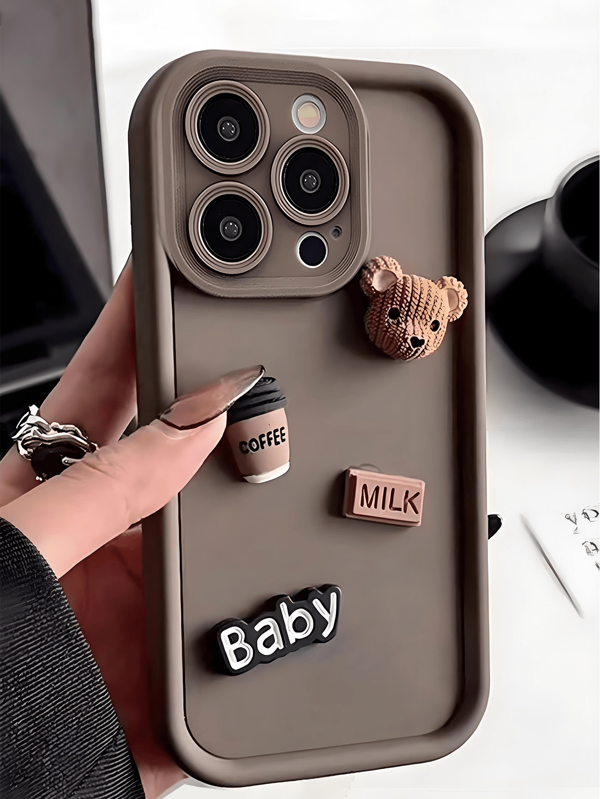 Uroczy pluszowy miś etui na telefon kompatybilne z Apple IPhone 16/16 Pro/16 Pro Max, IPhone 15 New, IPhone 14 Pro/13/12/11 Pro Max/X/XR, IPhone 14 Plus, IPhone 7/8, SE Shockproof Protective Cover; kompatybilne również z Samsung Galaxy A05/A05S/S20 FE/S24 Ultra, Redmi 13C/14C/A3, OPPO A16/A17/A58/A60, Vivo Y02/Y02S/Y17S, Honor X50i/X8B/X8A