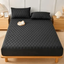 Soft And Waterproof Fitted Sheet Protector Decorative Separate For Crib, Single, Double, Queen And King Mattress - 黑色 - 查看 4