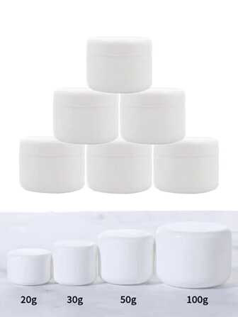 5pcs 20g/30g/50g Plastic Cosmetic Cream Jar, White Plastic Sample Bottles Cosmetics Box, Empty Sample Pots, Refillable Sample Bottles For For Face Cream, Lip Balm, Eye Cream, White, Living Room Home Bedroom Bathroom House Decor, Travel Stuff, Wedding, Party, Birthday, Gifts For Men Mom Dad Friends, New Years, Accessories, Funny Gift