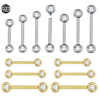 SWANJO 1pc 12-20mm Titanium CZ Bezel Nipple Ring 14G Cubic Zirconia Internally Threaded Nipple Barbell Piercings Sexy Women Jewelry