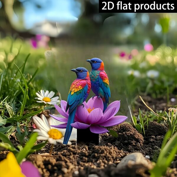 1 Stück 2D flacher acrylischer Papagei Gartendeko Stecker, rustikaler Stil, langanhaltend für Garten, Topfpflanzen, Rasen, Terrasse - bodenmontiert, ganzjährige Außengartendekoration