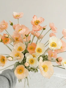 1/6/30Pcs Bright Artificial Poppy - Suitable For Spring Colorful Home Decorations, Tabletop Displays, Wedding Bridal Bouquets, Wreaths, Table Decorations And Flower Arrangements, Party Decorations, Birthday Surprises, Anniversary Gifts, Living Room Decorations,Gift