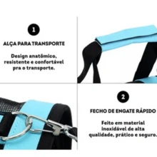 Bolsa Mala De Transporte Tiracolo Pet Tamanho GRANDE Até 8kg Cães e Gatos Cabine Avião - Azul - Visão 3