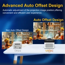 VELEC Proiettore intelligente a tiro ultra corto VELEC HY450, supporto 1080P 4K 8K, con WiFi6 e BT 5.4, proiettore con offset automatico, videoproiettore con correzione automatica per home theater/uso all'aperto