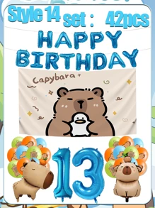 Set decorativo per feste di compleanno, palloncino opaco marrone a forma di capibara, decorazioni per palloncini per il compleanno