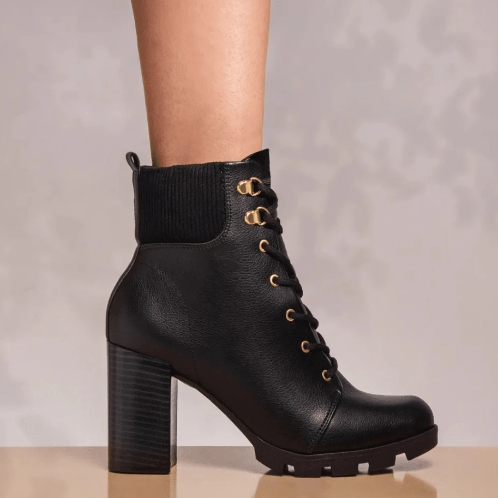 Beira Rio Women's Ankle Boots With Comfortable Thick Medium Heel - màu đen - Xem 1