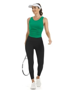 Women's Backless Workout Top, Backless Yoga Shirt With Tie Back, Activewear Racerback Workout Tank Top, Summer - Green - View 5