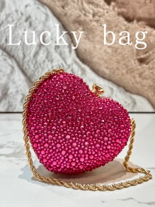 1PC Ladies Fashion Shiny Heart Shape Rhinestone Handbag Design Wedding Clutch Evening Bags Women Party Dinner Clutch Purse, Suitable For Formal Occasions Like Dinner Party,Wedding,Banquet,As Gift For Women