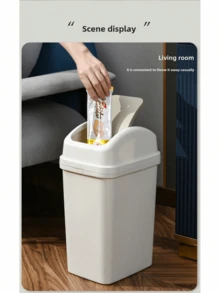 Large Capacity Swing Lid Trash Can For Commercial, Restaurant, Home Use, Bathroom Garbage Bin, European Style - Multicolor - View 1