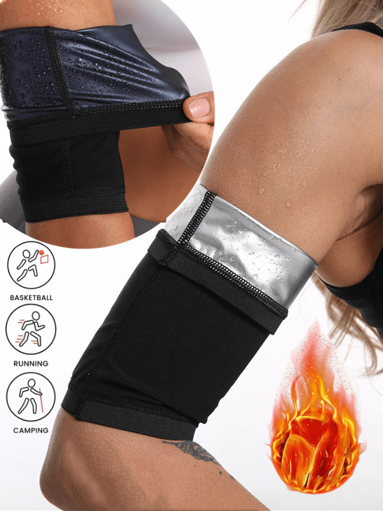 1pair, Outdoor Women's Sweatband Armband, Sweat Prone Arm Protection, Sports And Fitness Arm Protection, Sweat Proof Sleeve Cover, Slimming Arm Band, Suitable For Fitness, Yoga And Sports 2025 Spring And Summer New Style Gym Accessories - Multicolor - View 1