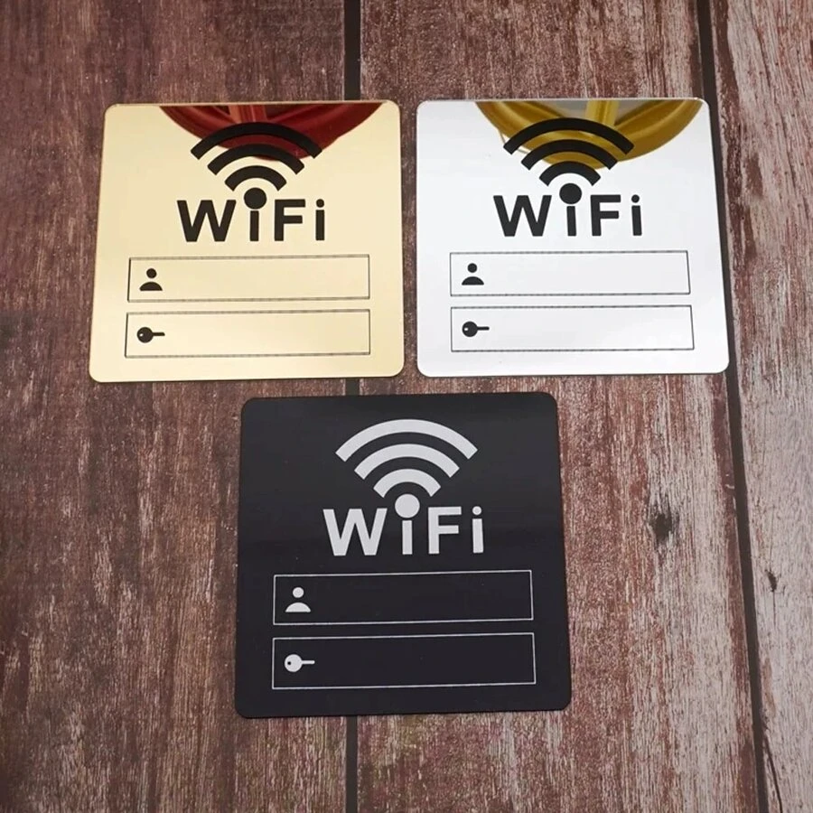 1pc Acrylic WiFi Password Sign, Decorative Pendant, WiFi Network Logo And Password Plate, WiFi Logo Sticker Wall Decal, Shop Sign, Cafe Sign, Restaurant Sign, Home Decor, Party Decoration - Multicolor - View 1